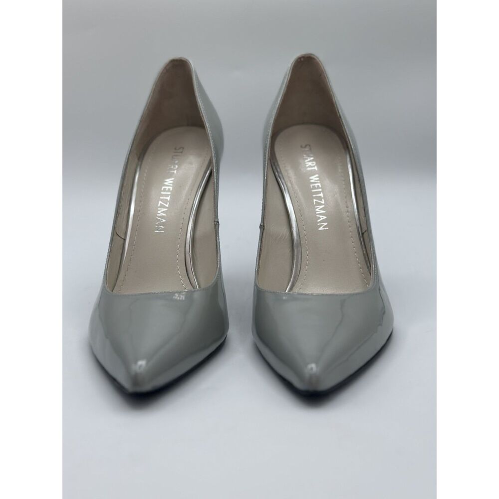 Stuart Weitzman Gray Patent Leather Pointed Toe Stiletto Pumps Size 7.5 - Picture 3 of 10